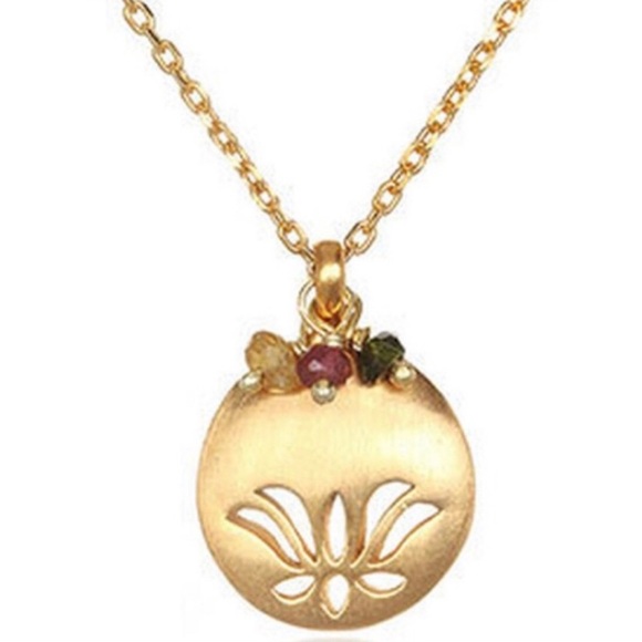 Satya Genuine Semi Precious Birthstone Lotus Pendant Necklace-Boutique - Picture 7 of 16